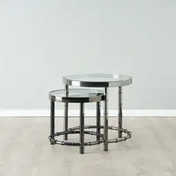 Balmoral II Black Nickel Round Nested Side Tables