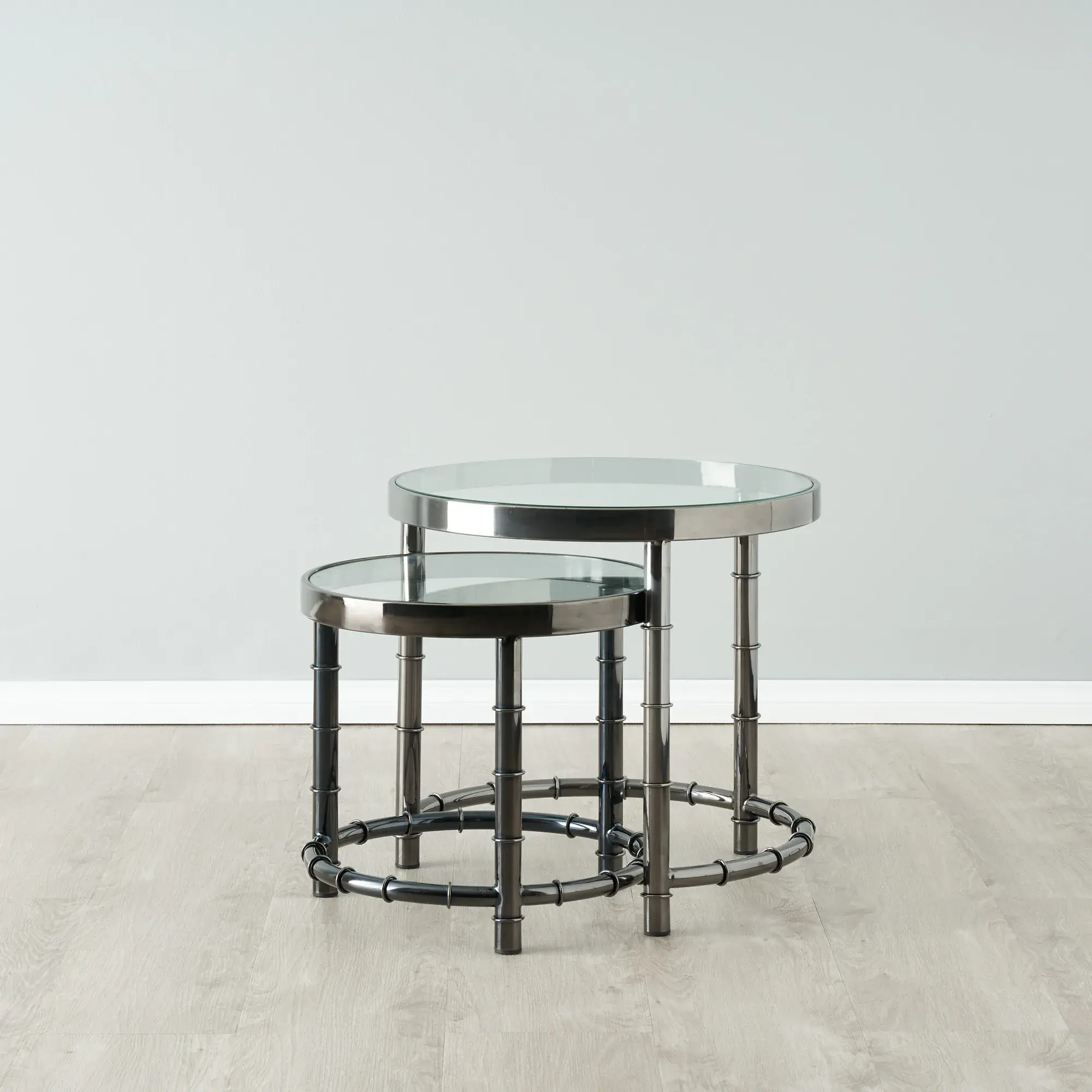 Balmoral II Black Nickel Round Nested Side Tables