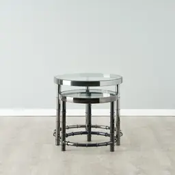 Balmoral II Black Nickel Round Nested Side Tables