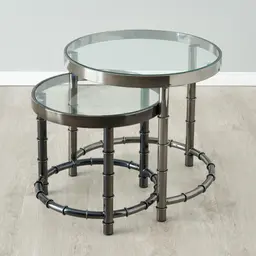 Balmoral II Black Nickel Round Nested Side Tables