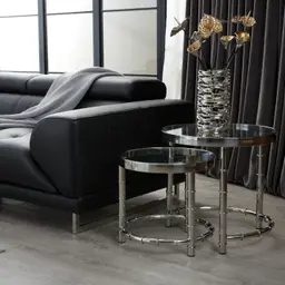 Balmoral II Black Nickel Round Nested Side Tables