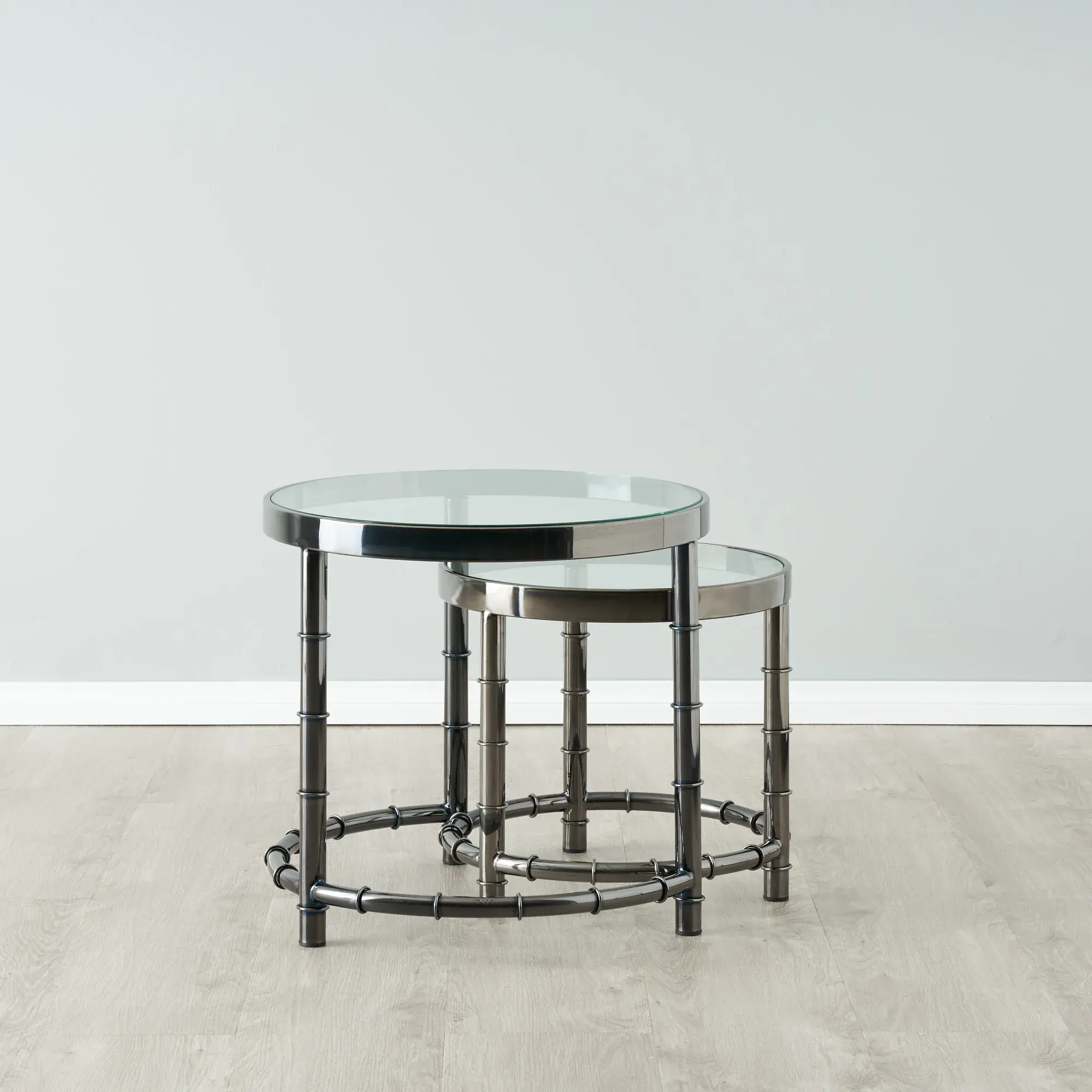 Balmoral II Black Nickel Round Nested Side Tables