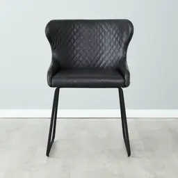 Quinn Black Vegan Leather Dining Chair - Black Legs