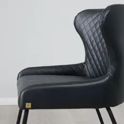 Quinn Black Vegan Leather Dining Chair - Black Legs