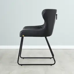 Quinn Black Vegan Leather Dining Chair - Black Legs