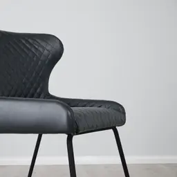 Quinn Black Vegan Leather Dining Chair - Black Legs