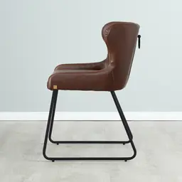 Quinn Brown Vegan Leather Dining Chair - Black legs