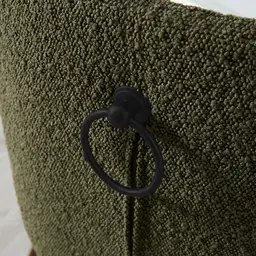 Quinn Olive Green Boucle Dining Chair - Black Legs