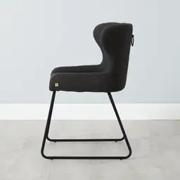 Quinn Charcoal Boucle Dining Chair - Black Legs