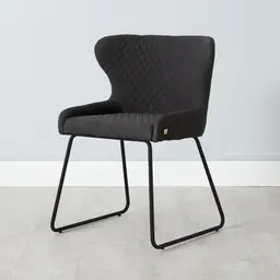 Quinn Charcoal Boucle Dining Chair - Black Legs