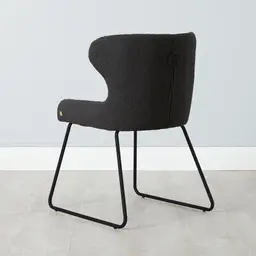 Quinn Charcoal Boucle Dining Chair - Black Legs