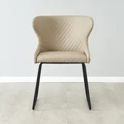 Quinn Sand Beige Vegan Leather Dining Chair - Black Legs