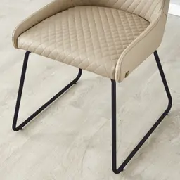 Quinn Sand Beige Vegan Leather Dining Chair - Black Legs
