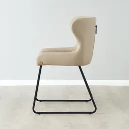 Quinn Sand Beige Vegan Leather Dining Chair - Black Legs