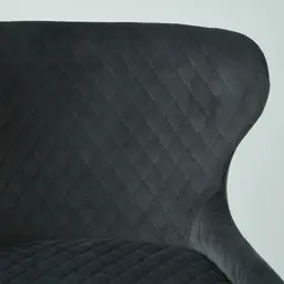 Quinn Charcoal Velvet Dining Chair - Black Legs