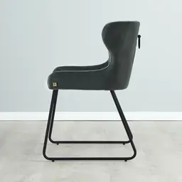 Quinn Charcoal Velvet Dining Chair - Black Legs