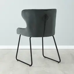 Quinn Charcoal Velvet Dining Chair - Black Legs