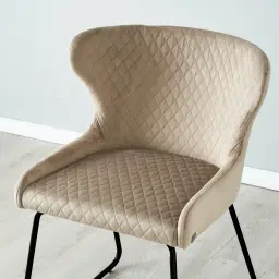 Quinn Beige Velvet Dining Chair - Black Legs