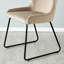 Quinn Beige Velvet Dining Chair - Black Legs