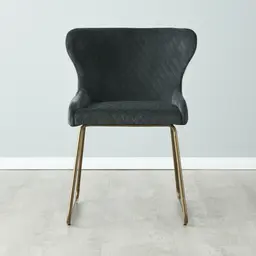 Quinn Charcoal Velvet Dining Chair - Brass Colour Legs