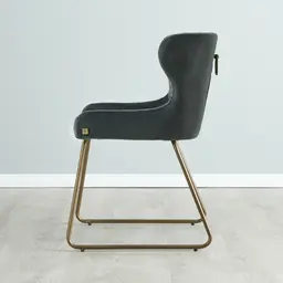 Quinn Charcoal Velvet Dining Chair - Brass Colour Legs