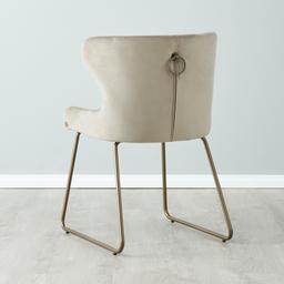 Quinn Beige Velvet Dining Chair - Brass Colour Legs