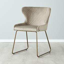 Quinn Beige Velvet Dining Chair - Brass Colour Legs