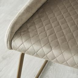 Quinn Beige Velvet Dining Chair - Brass Colour Legs