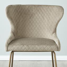 Quinn Beige Velvet Dining Chair - Brass Colour Legs