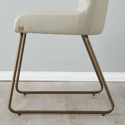 Quinn Cloud Grey Vegan Leather Dining Chair - Brass Colour Legs