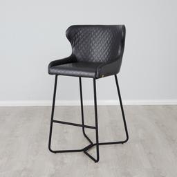Quinn Black Vegan Leather Bar Stool - Black Legs
