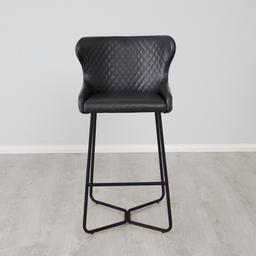 Quinn Black Vegan Leather Bar Stool - Black Legs