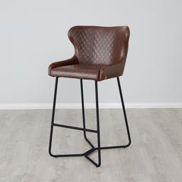 Quinn Brown Vegan Leather Bar Stool - Black Legs