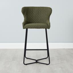 Quinn Olive Green Boucle Bar Stool - Black Legs