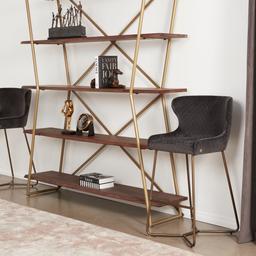 Quinn Charcoal Boucle Bar Stool - Black Legs