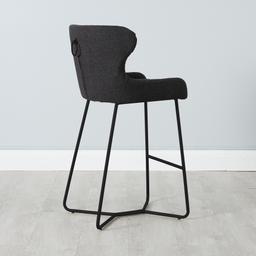 Quinn Charcoal Boucle Bar Stool - Black Legs