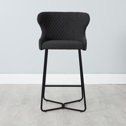 Quinn Charcoal Boucle Bar Stool - Black Legs