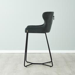 Quinn Charcoal Velvet Bar Stool - Black Legs