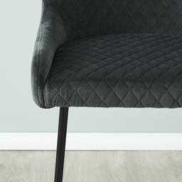 Quinn Charcoal Velvet Bar Stool - Black Legs