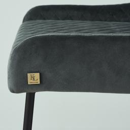 Quinn Charcoal Velvet Bar Stool - Black Legs