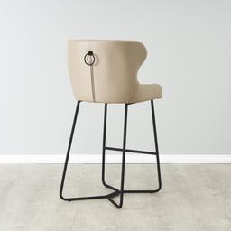 Quinn Sand Beige Vegan Leather Bar Stool - Black Legs