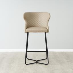 Quinn Sand Beige Vegan Leather Bar Stool - Black Legs