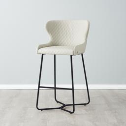 Quinn Cloud Grey Vegan Leather Bar Stool - Black Legs