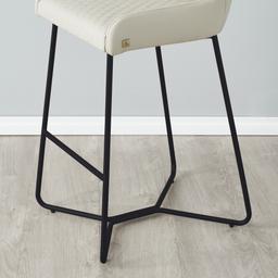 Quinn Cloud Grey Vegan Leather Bar Stool - Black Legs