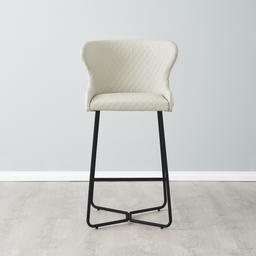 Quinn Cloud Grey Vegan Leather Bar Stool - Black Legs