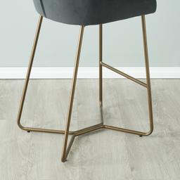 Quinn Charcoal Velvet Bar Stool - Brass Colour Legs