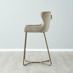 Quinn Beige Velvet Barstool - Brass Colour Legs
