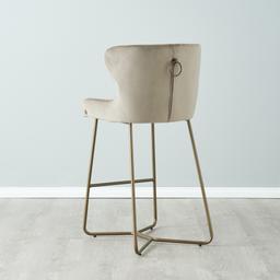 Quinn Beige Velvet Barstool - Brass Colour Legs
