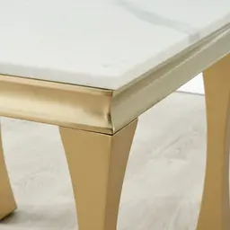 Melody Marble Side Table - Brushed Champagne Gold Legs