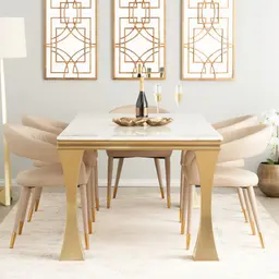 Melody Marble Dining Table  - Black Legs 200cm x 100cm